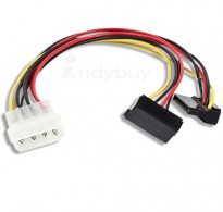 8inch 4pin MOLEX Male to Two 15pin SATA II Female w/ 90 degree Power Cable